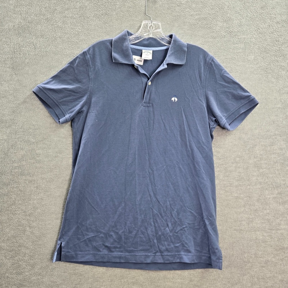 Brooks Brother Men Polo Shirt Medium Blue Slim Fit Short Sleeve Collar